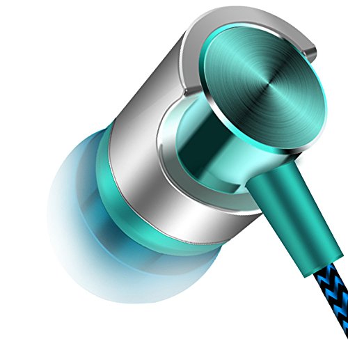 Universal 3.5Mm In-Ear Stereo Wired Earbuds Earphone With 1.2M Knitted Cable,Built-In Hands-Free Microphone (Blue) #TOP4