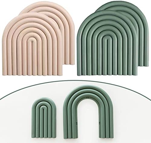 4 Pack Aesthetic & Colorful Silicone Trivets - Pot Holders Modern Heat Resistant Mats for Countertop Silicone Trivet for Hot Dishes Hot Pads Multi-Purpose Trivet Mat (Pink+Green