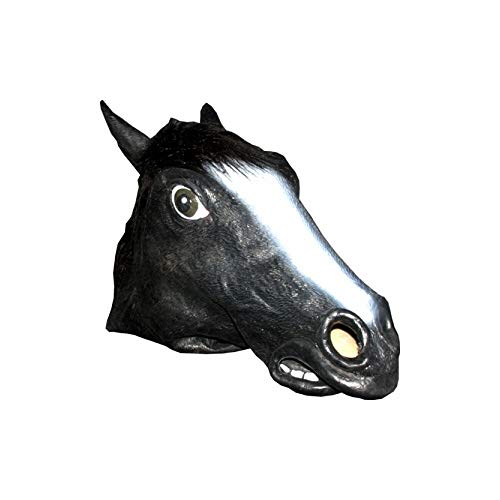 Realistic Black Horse Mask: Full Face Rubber Latex with Faux Fur Costume Mask