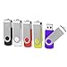 Price comparison product image KOOTION 16GB USB FLash Drive 5pack USB 2.0 Stick Swivel Memory Stick 16GB Pen Drive Metal Cap Thumb Drives (5 Mix-color: Black, White, Red, Yellow, Purple)