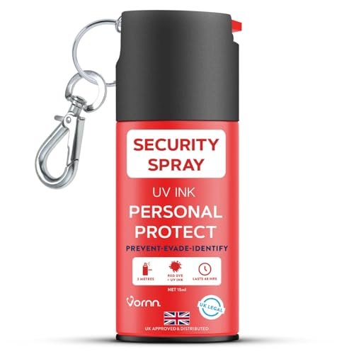 VORNN Personal Security Marker Spray Red Forensic Dye & UV Criminal Identifier UK Legal Tactical Safety Deterrent with Keychain & Belt Clip Non-Toxic Crime Prevention Tool for Men & Women