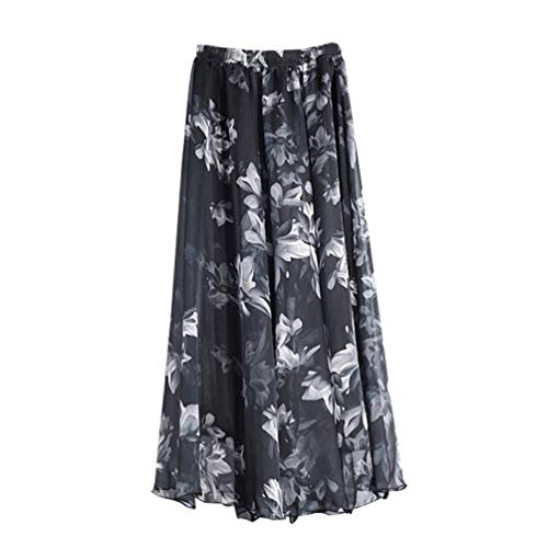 Saia longa KESYOO feminina floral chiffon maxi cintura elástica estampa boêmia saia comprimento tota