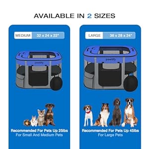 Foldable Dog Playpen for Indoor and Outdoor Use – Portable Pet Pen with Soft Sides, Large Crate for Big, Large Dogs, Cats, Animals – includes Carry Case and Travel Bowl (Large)
