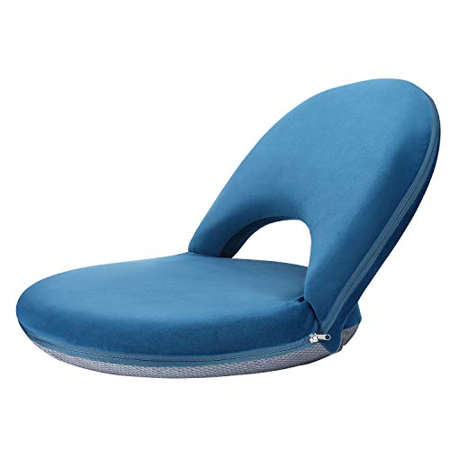 Nnewvante Floor Chair Adjustable Back Support Chair Foldable Meditation Seating Suede-Like Fabric Multiangle Cushioned Recliner For Adults Kids Video-Gaming Reading Watching, Navy #TOP3