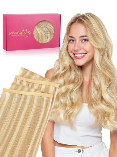 WENNALIFE Tape in Weft Hair Extensions Human Hair, Invisible Genius Weft