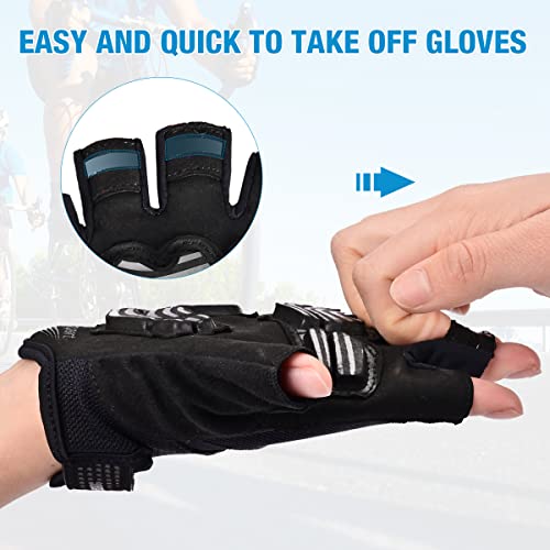 Firelion Mens Cycling Gloves，Half Finger Bike Glove，Mtb Dh Road Bicycle Gloves，Padded Shock-Absorbing Anti-Slip Breathable Short Sports Gloves Unisex #TOP2