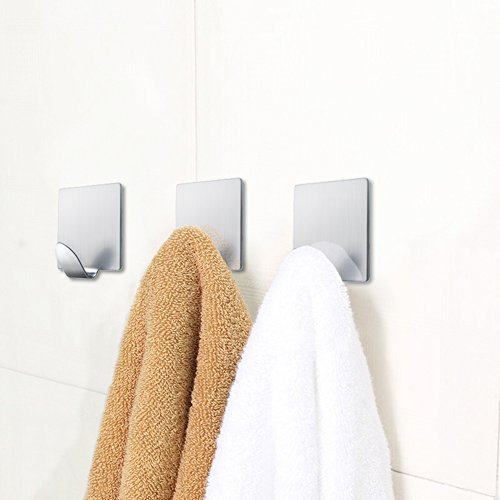 Fotyrig Adhesive Hooks Heavy Duty Stick On Hooks Waterproof Stainless Steel Hooks For Hanging Coat, Hat,Towel Robe Hook Rack Wall Mount- Bathroom And Bedroom 8 Packs #TOP6
