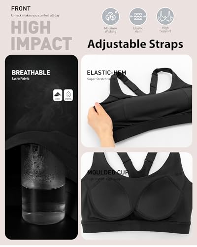 Image of RUNNING GIRL High Impact Sports Bras for Women,Racerback Running Bra Workout Crop Tank Tops Longline Sports Bra Push up