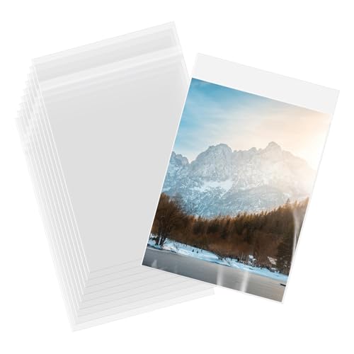 AUEAR, 9'x12' (100 Pack) Clear Plastic Sleeves - Acid Free 1.6Mil Crystal Resealable Bags -Fit for...