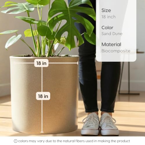 Image of Eha Earth Friendly Gallery Big Planters for Home Decor | 18 inch, Pack of 1 | Heavy Duty Plant Pot Made with Rice Husk & Bamboo Biocomposite | UV Protected Pot for Plant | Pots & Planters Big Size