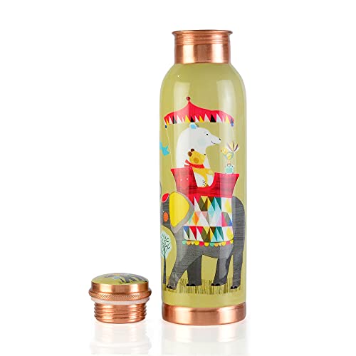 Prura Pure Copper Water Bottle - Leak Proof Ayurvedic Drinkware Copper Vessel (Design 23) #TOP1