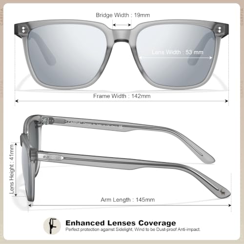 Image of CARFIA Retro Acetate Polarized Sunglasses for Men UV400 Protection Driving Outdoor Anti-Glare Sun Glasses CA5354WS