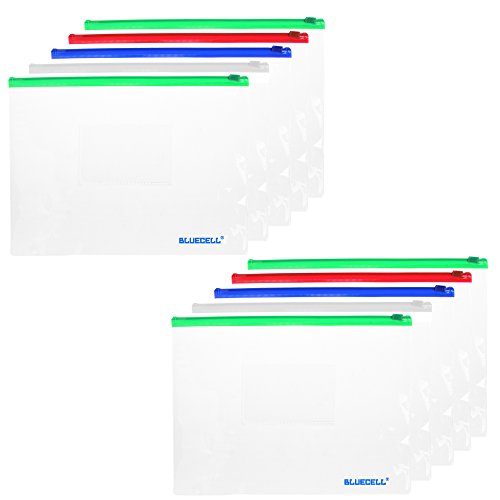 BCP 10pcs Clear Color Zip Up PVC A5 Paper Document File Bill Zipper Bag Pencil Pouch