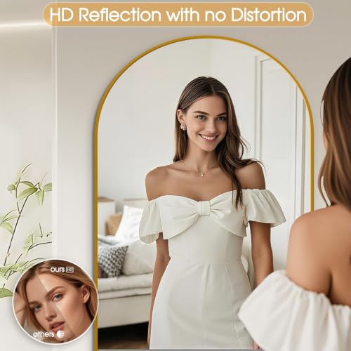Image of 76 inchx35 inch Floor Mirror Full Length Arched Full Length Mirror Gold
