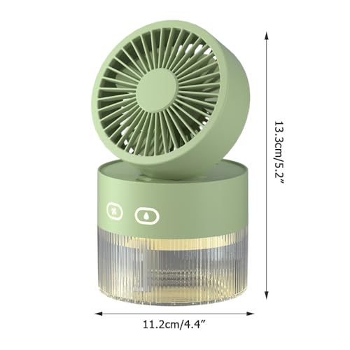 Ventilatore Umidificatore, 2 In 1 Ventola Nebulizzatore Ricaricabile A 2 Velocità Con Luce Notturna, Ventilatori Raffreddamento Per Auto Da Viaggio Tende Da Esterno Camera Da Letto - 4