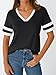 AUTOMET Women's Short Sleeve V Neck T Shirts Trendy Casual Spring Tops Summer Fashion Tees Basic Clothes Black XL