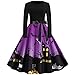 Produktbild Likecrazy Damen Kleider 50er Jahre Vintage Retro Cocktailkleid Abendkleid Halloween Karneval Kostüm Festlich Partykleid Lange Petticoat Faltenrock Ballkleid Langarm Abschlussball Kleid