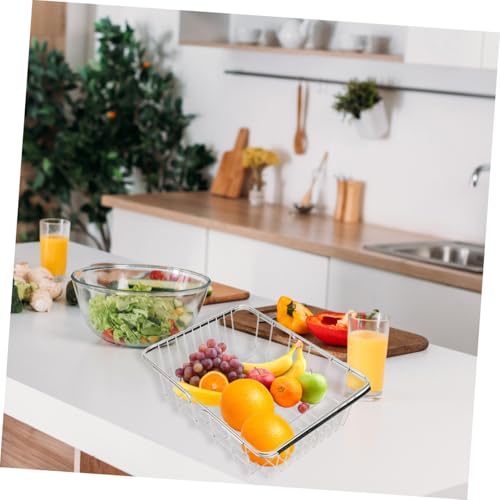 Escurridor de acero inoxidable para fregadero, aparato de cocina multifuncional con bordes lisos, fácil de limpiar, ampliable, apto para drenar platos, frutas y verduras
