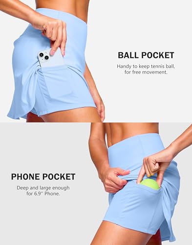 Image of SANTINY 13.5 inch /15 inch Skorts for Women with 2 Pockets High Waisted A Line Casual Pickleball Golf Skort Athletic Tennis Skirt