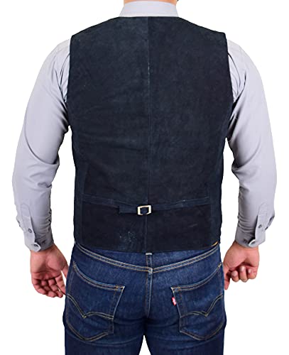 A1 FASHION GOODS Echt Suede Vest Voor Heren Klassieke Stijl Zachte Vest Gilet Cole Navy - Image 3