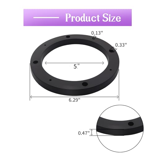 Image of Saim 5 inch Dia Universal Black Plastic Speaker Spacer Adaptor Ring Mounting Bracket Fit ABS Car Stereo Speaker Spacers (2 Pcs)