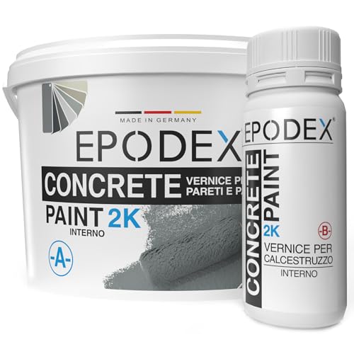 EPODEX VERNICE PER CALCESTRUZZO 2K | Vernice per Pavimenti in Cemento, Pavimenti e Garage | Impermeabile | Cantina, Garage, Officina | Per Interni ed Esterni Coperti | 1,8kg (7m² per 2 mani)