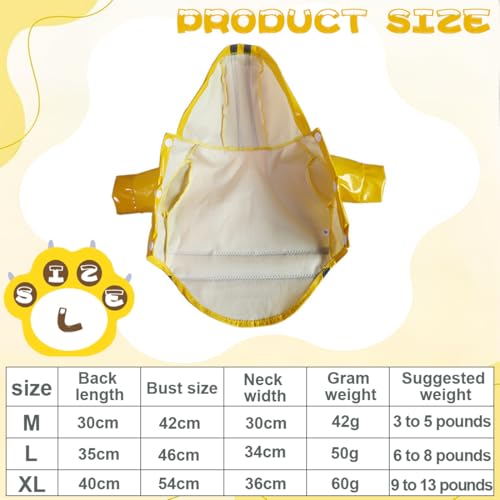 COYUN Wasserdichter Regenmantel, Wasserdichter Hunde-Regenmantel mit Kapuze und Reflektoren, Leichte Regenjacke Hund Geeignet, für Kleine und Mittlere Hunde, 3–4 kg