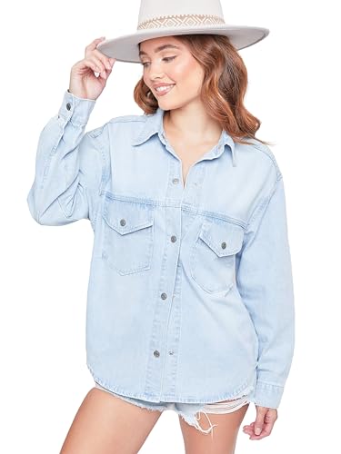 YMI Women's Junior Oversized Denim Shacket