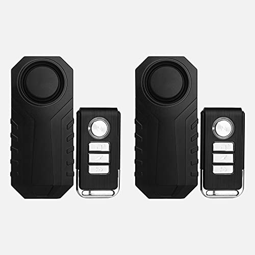 ELCIEEI Wireless Vibration Alarm, Remote Waterproof 2 Sets of Anti-Theft Alarm, Bicycle/Motorcycle/Vehicle Safety Vibration Motion Sensor Alarm System, Scooter Accessories Vibration Sensor