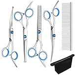 6 Pieces Dog Grooming Curved Scissor for Dog Professional Pet Grooming Scissors with Safety Round Tip Stainless Steel Pet Hair Trimming Scissors Set with Storage Bag