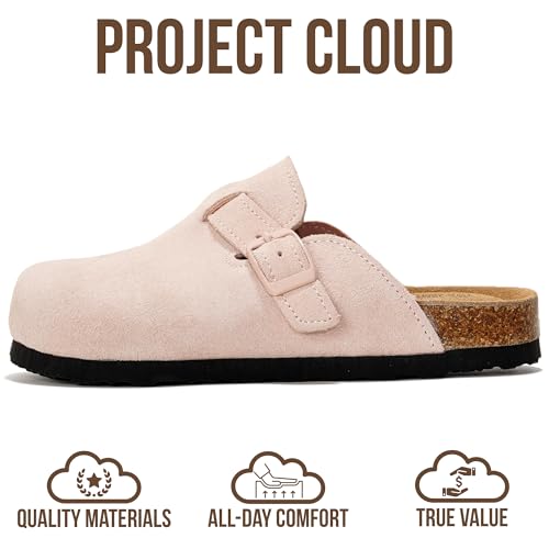 Image of Project Cloud Kids Clogs 100% Genuine Leather with Natural Cork Footbed & Memory Foam Insole Arch Support - Non-Slip Clogs for Kids - Slippers Sandals for Boys & Girls Footwear