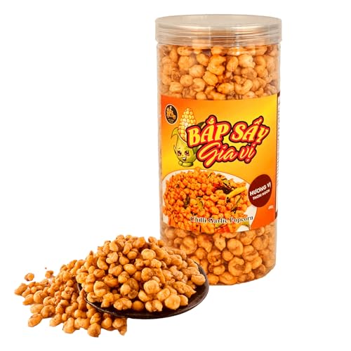 Crunchy Gourmet Roasted Corn (400g) Delicious and Unique Flavour with Chili Garlic packed in Resealable Convenient jar, Savory and Spicy Healthy Snack, Gluten Free and High Fiber Office Snack with Antioxidant Benefits, Healthy Gift Idea, Lunch box Friendly