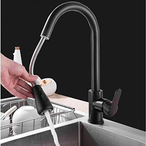 Robinet de cuisine extractible noir 360° idéal pour îlot central moderne