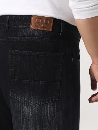 Image of Urbano Plus Men's Loose Baggy Fit Washed Denim Jeans Non-Stretchable