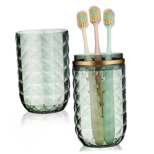 ARTSEWPLY Travel Toothbrush Holder Mouthwash Cup Dual Function Toothbrush Organizer with Cover Reusable Toothpaste Case for Home School Camping Business Trips Versatile