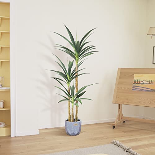 Waoops Artificial Tree 4.7Ft Faux Agave Plant With 3 Heads In Plastic Pot Fake Tree For Home Decor Indoor Or Outdoor Office Decoration Housewarming Gift(4.7 Feet-1 Pack) #TOP6