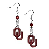 NCAA Siskiyou Sports Womens Oklahoma Sooners Fan Bead Dangle Earrings One Size - Team Color
