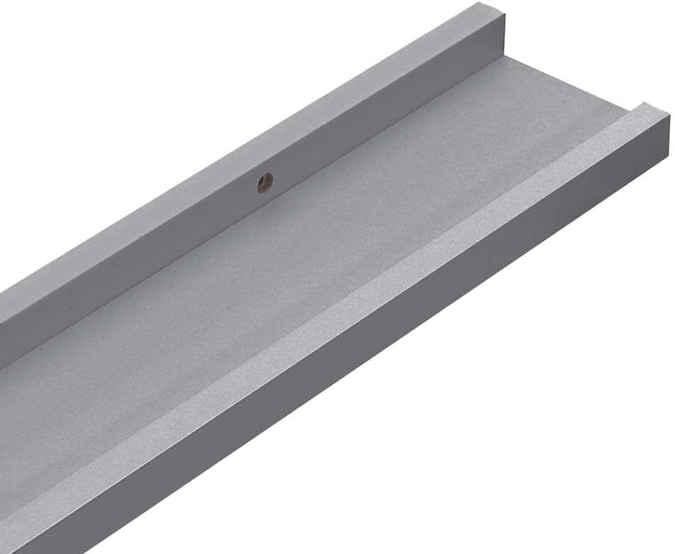 vidaXL 2 pcs Picture Frame Ledge Shelves 23.6"x3.5"x1.2" - Wall-Mounted Display Ledges - Gray Lacquered MDF - Modern Home Décor - Easy to Install