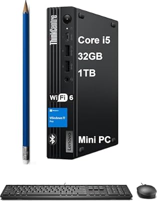 Lenovo ThinkCentre M70q Gen 5 Tiny Business Desktop (Intel 10-Core i5-14400T (> i7-13700T), 32GB DDR5, 1TB SSD, UHD Graphics 730) MFF, Mini PC, DisplayPort, Ethernet, Wi-Fi, HDMI, 3-Yr WRT, Win 11 Pro