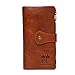 Produktbild RUT CHAS Damen-börse, groÃes Fassungsvermögen, RFID-blockierender ReiÃverschluss, braunes Leder, Clutch, Kartenhalter, Organizer mit Druckknopf
