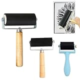 3Pcs Brayer Roller for Crafts, Rubber Roller, 3 Sizes of Rubber Roller Printing Paint Roller, Paint Brush Ink Applicator Art Craft Oil Painting Tool for Printmaking, DIY Art Craft (3.5CM/6CM/10CM)