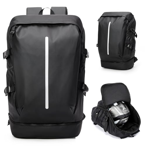 VENATIN Zaino da moto, impermeabile, per uomo, donna, grande, per moto, da viaggio, con scomparto per scarpe, leggero, da uomo, per moto, colore nero