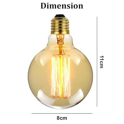 Image of fizzytech G80 LED Edison Globe Bulb, Super Bright Warm White Light (3500K), E26 /E27 Standard Base, Clear Glass Decorative Lamp for Home, Bedroom, Living Room & Cafe - Pack of 1