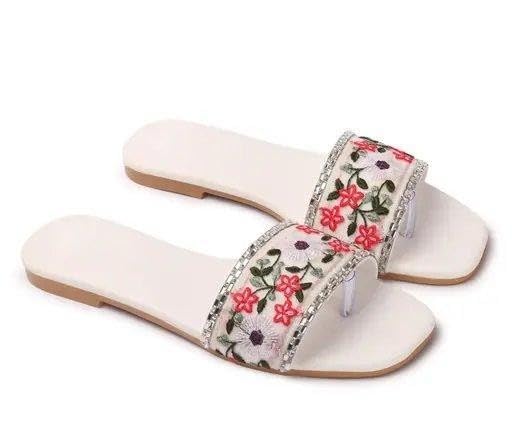 Image of Rehan Traders Stylish Women's Pair Of Embroidered & Embellished Flat Fashion Sandals| Comfortable, Lightweight, Anti Slip|SL 284