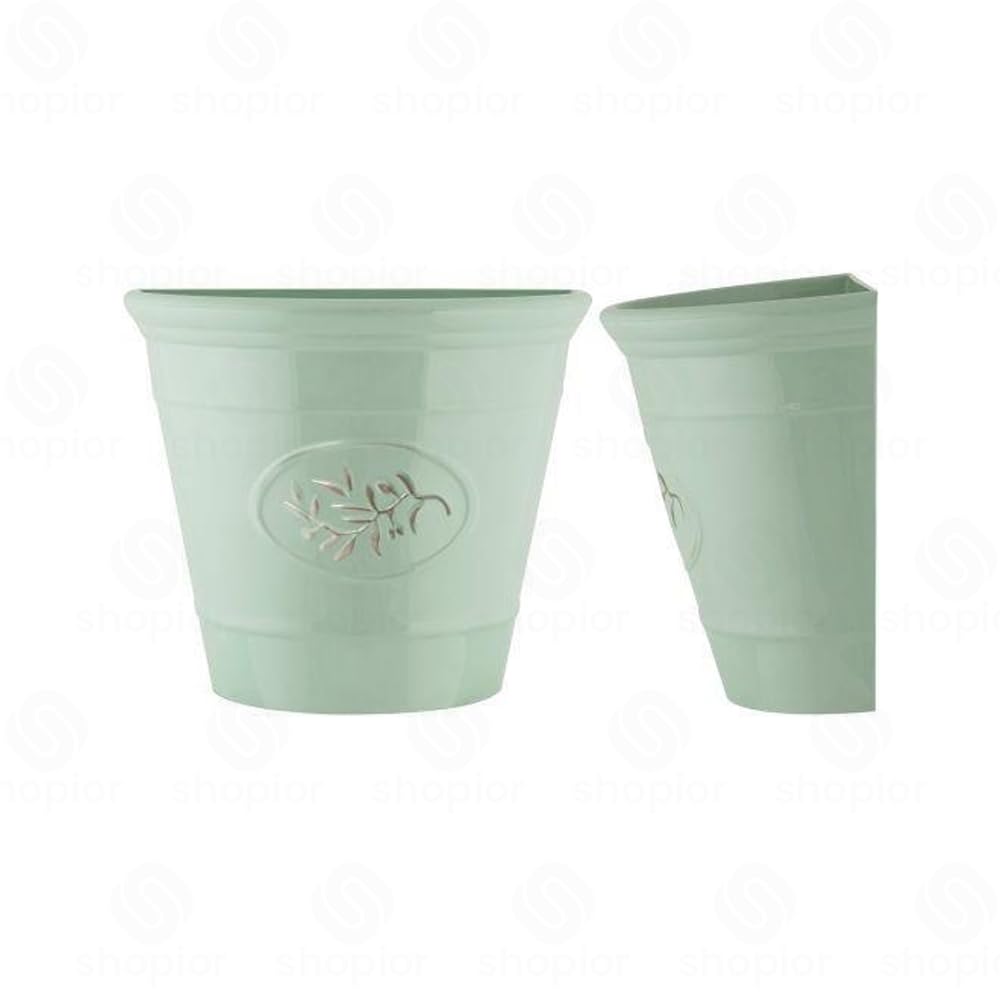 Shopior 23Cm Green - Pack 1 Plastic Olive Wall Planter 23Cm – Hanging Wall Mounted Plant Pot For Indoor Outdoor Vertical Garden Decor, Weatherproof Flower Herb Planters (23Cm Green - Pack 1)
