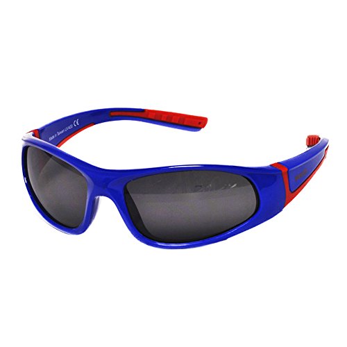 Bolt Sunglasses for Kid, Youth - 100% UVA UVB Protection, Polycarbonate Lenses, Unbreakable, Wrap Around Frames (Youth 7+, Navy/Red)3
