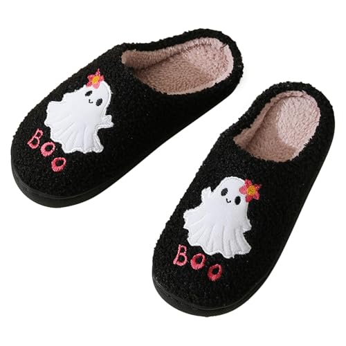 Ghost Slippers for Women Halloween Slippers Christmas Slippers Cute Fuzzy Soft House Slippers Cozy Plush Spooky Slippers
