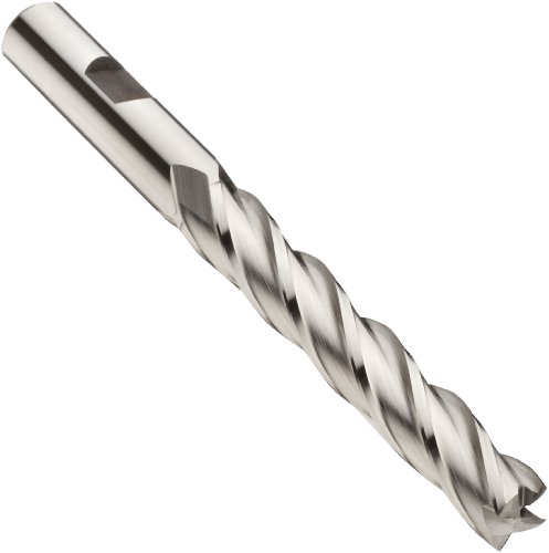 Image of 5110100 High Speed Steel (HSS) Square Nose End Mill, Inch, Extra Long Length, Weldon Shank, Uncoated (Bright) Finish, Finishing Cut, 4 Flutes, 7.25 inch Overall Length, 7 /8 inch Cutting Diameter, 7 /8 inch Shank Diameter