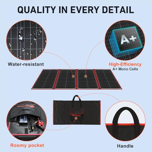 Image of DOKIO 300W Portable Foldable Solar Panel Kit (20x38in, 15.3lb), with Separate Controller and Dual USB, Monocrystalline Charger for 12V Batteries & Power Stations, RV Camping Trailer Emergency Backup