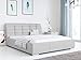MKS MEBLE Łóżko Tapicerowane DIVA 140x200cm, Szare, Ekoskóra, Komfortowe, Pojemnik na Pościel, Metalowy Stelaż, Zagłówek, Siłowniki Gazowe, Bez Materaca